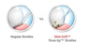 SlimSoft floss-tip versus Regular Bristles